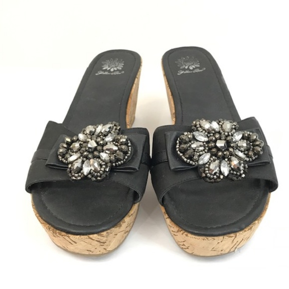 Yellow Box Shoes - Yellow Box Carissa Black Cork Wedges size 10